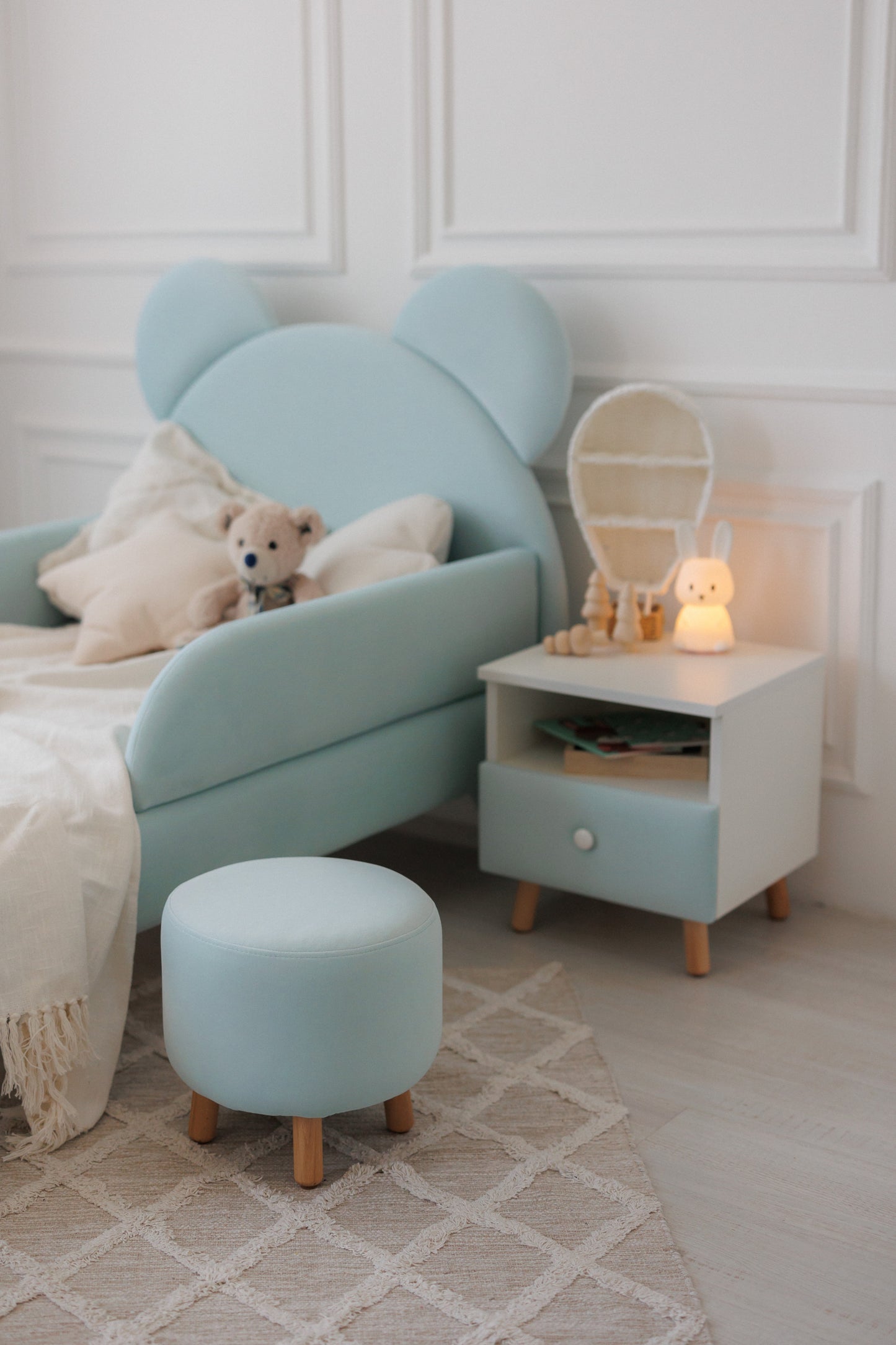Velour pouf for children and adults, Aquamarine
