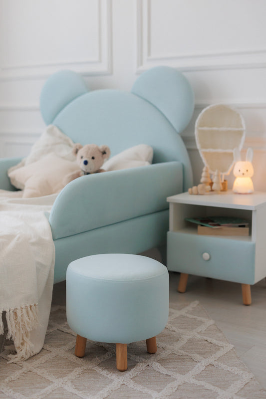 Velour pouf for children and adults, Aquamarine