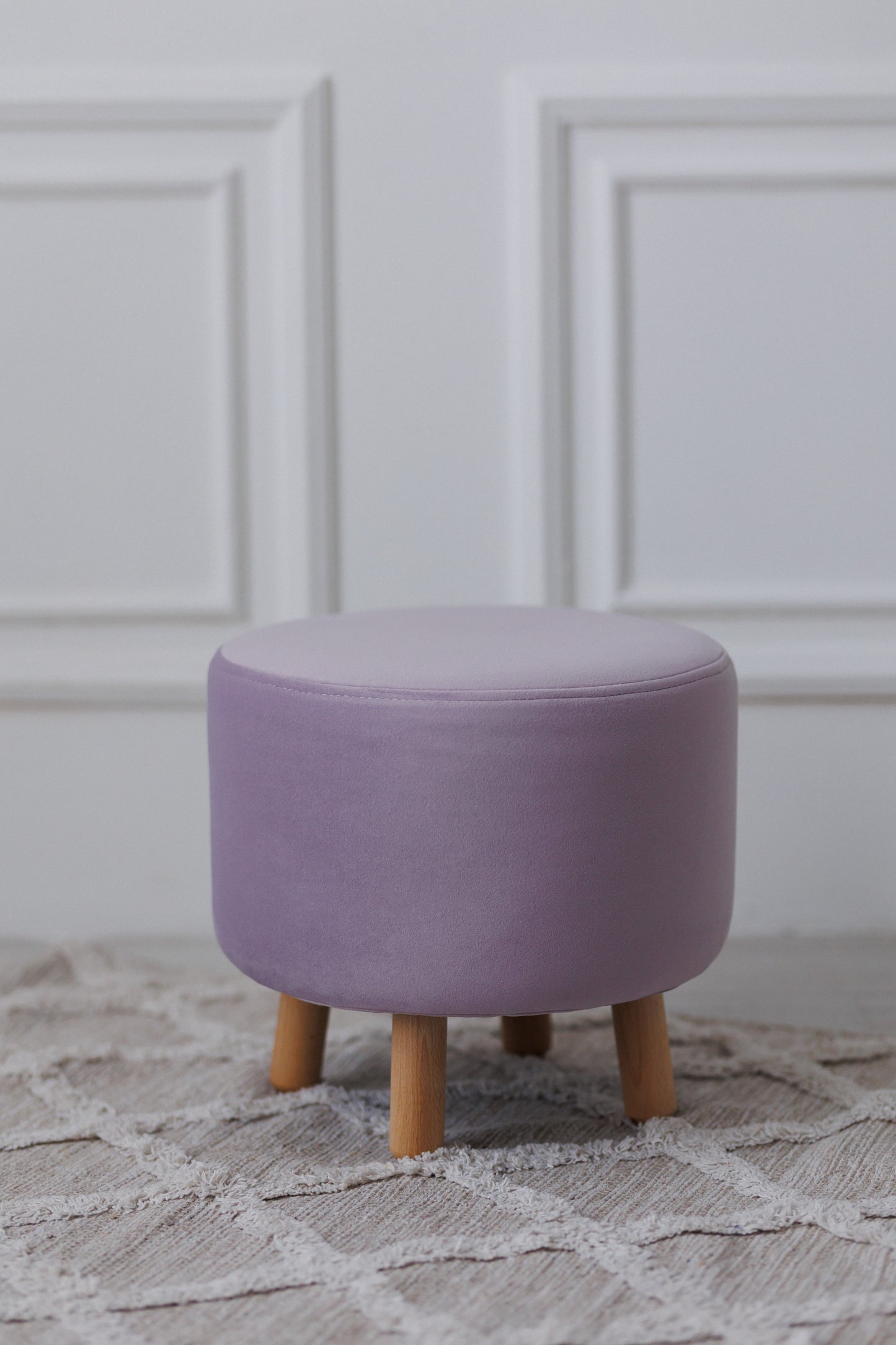 Velour pouf for children and adults, Lilac