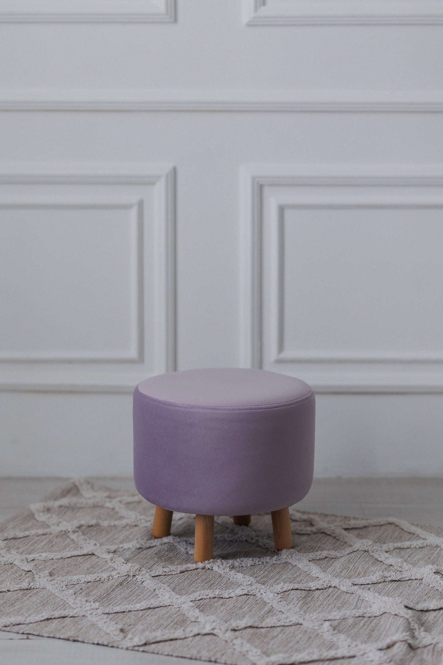 Velour pouf for children and adults, Lilac