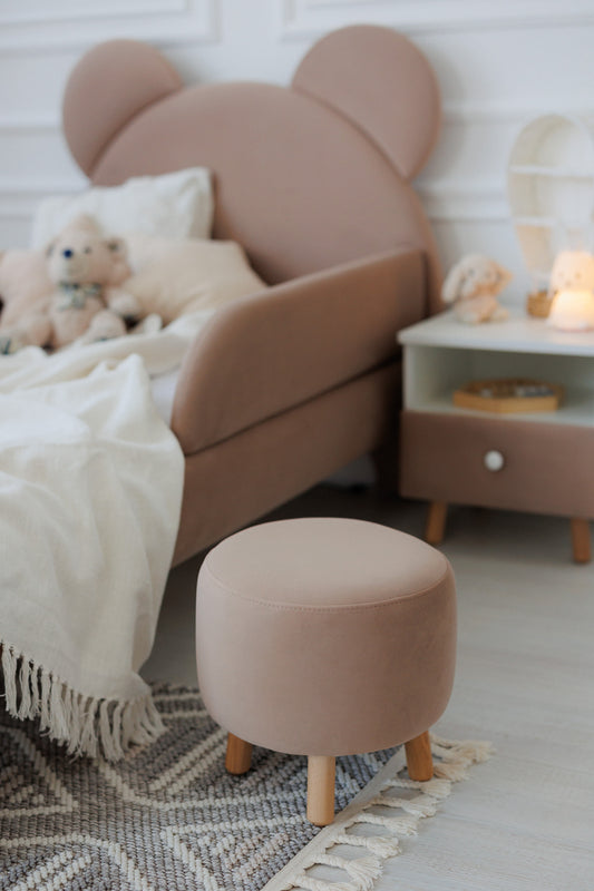 Velour pouf for children and adults, Cocoa