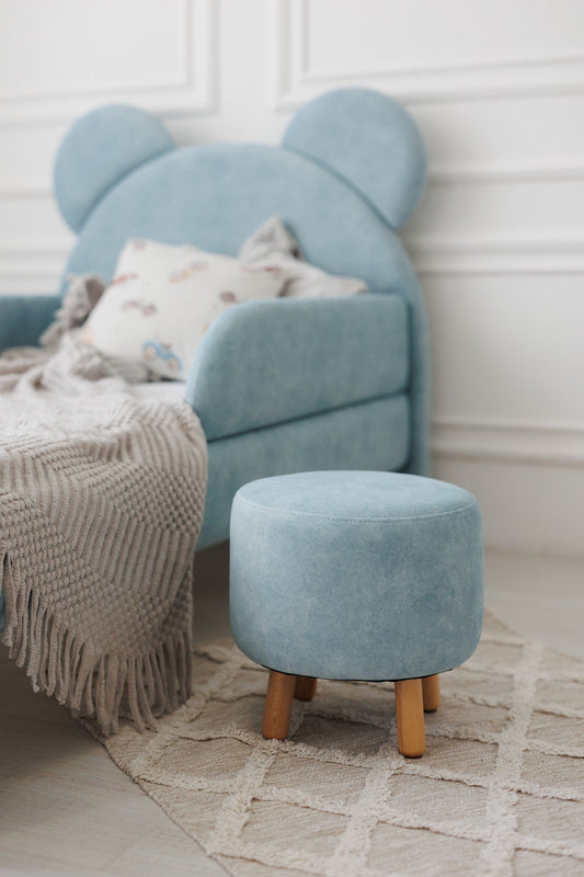 Velour pouf for children and adults, Sky blue