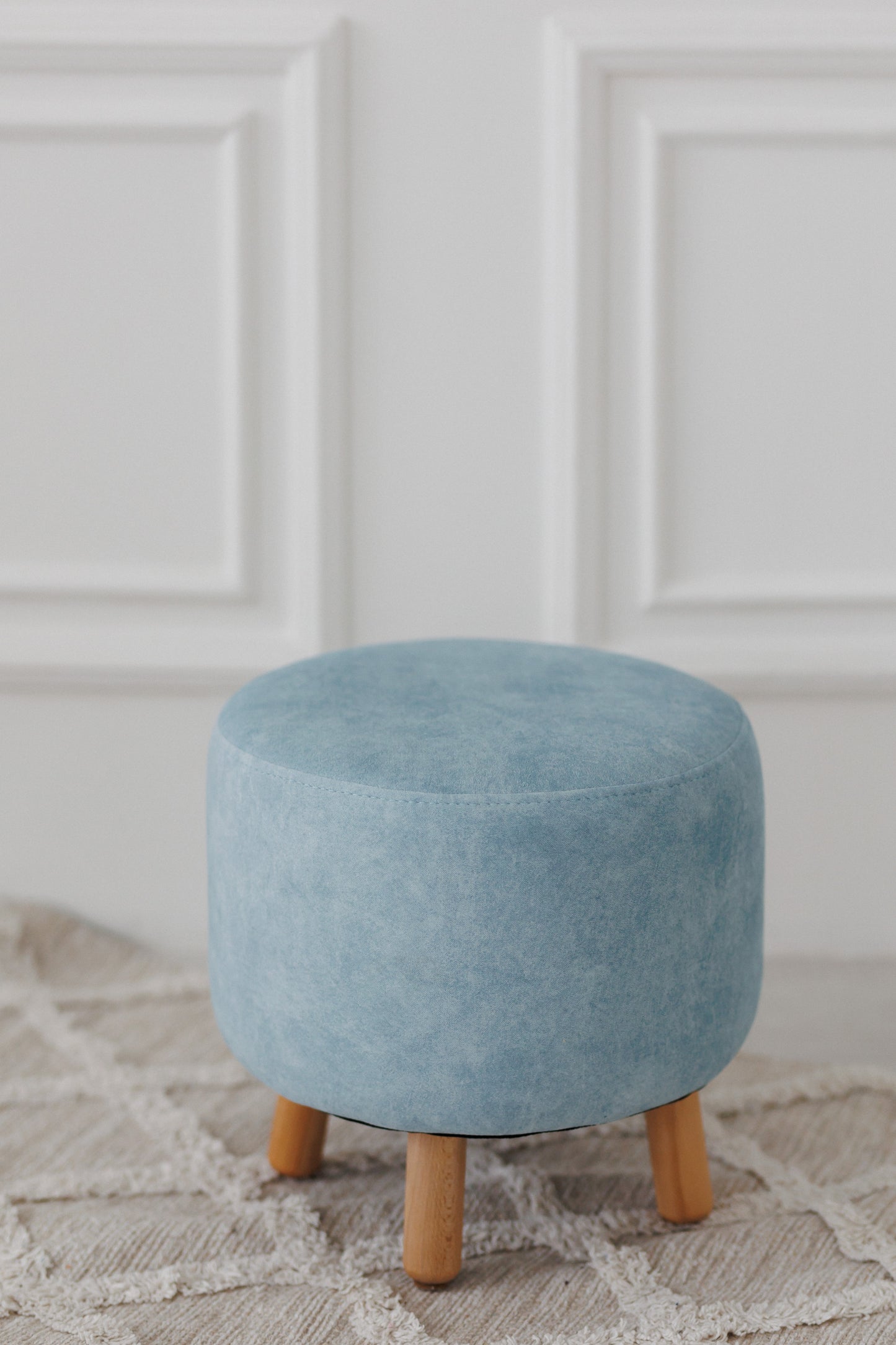 Velour pouf for children and adults, Sky blue