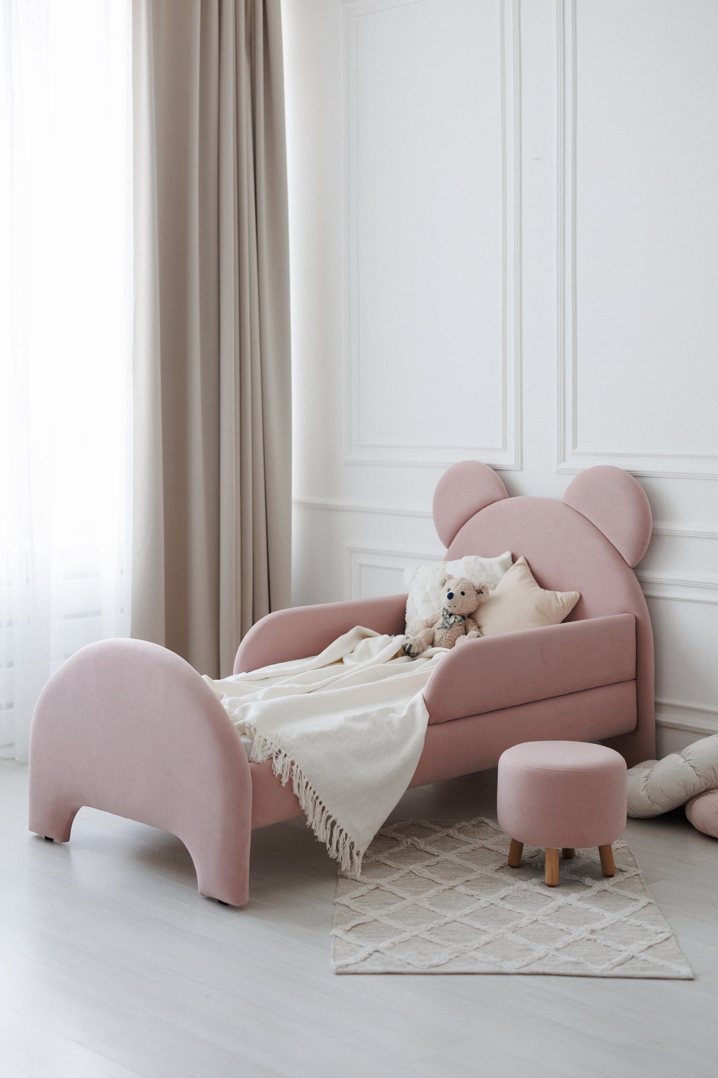 Velour pouf for children and adults, Soft pink