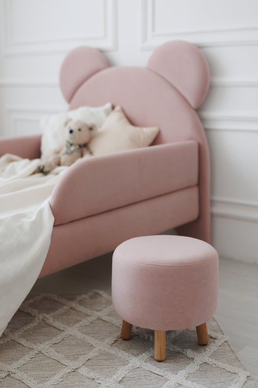 Velour pouf for children and adults, Soft pink