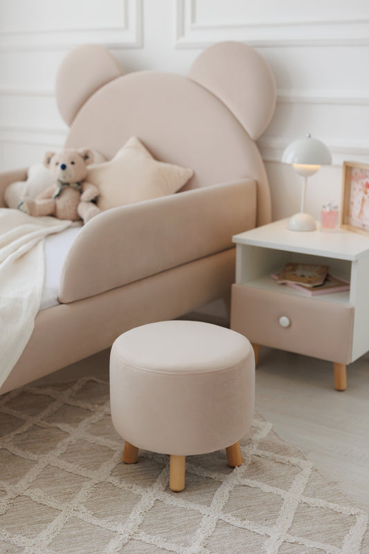 Velour pouf for children and adults, Beige Light