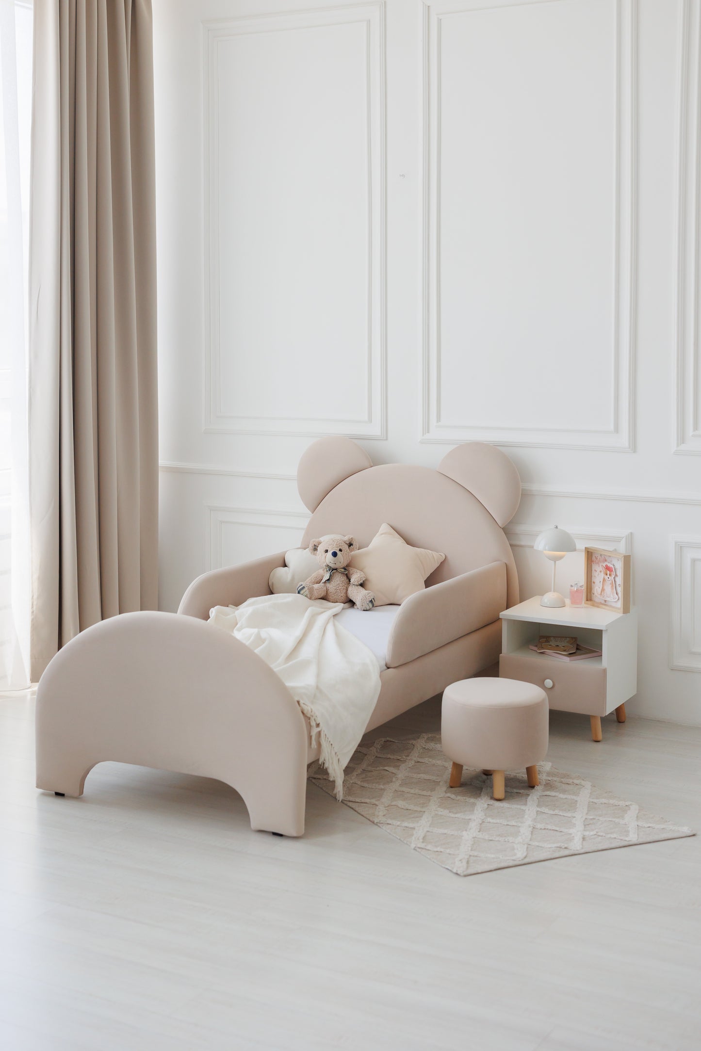 Velour pouf for children and adults, Beige Light