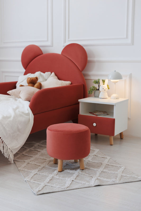 Velour pouf for children and adults, Terracotta