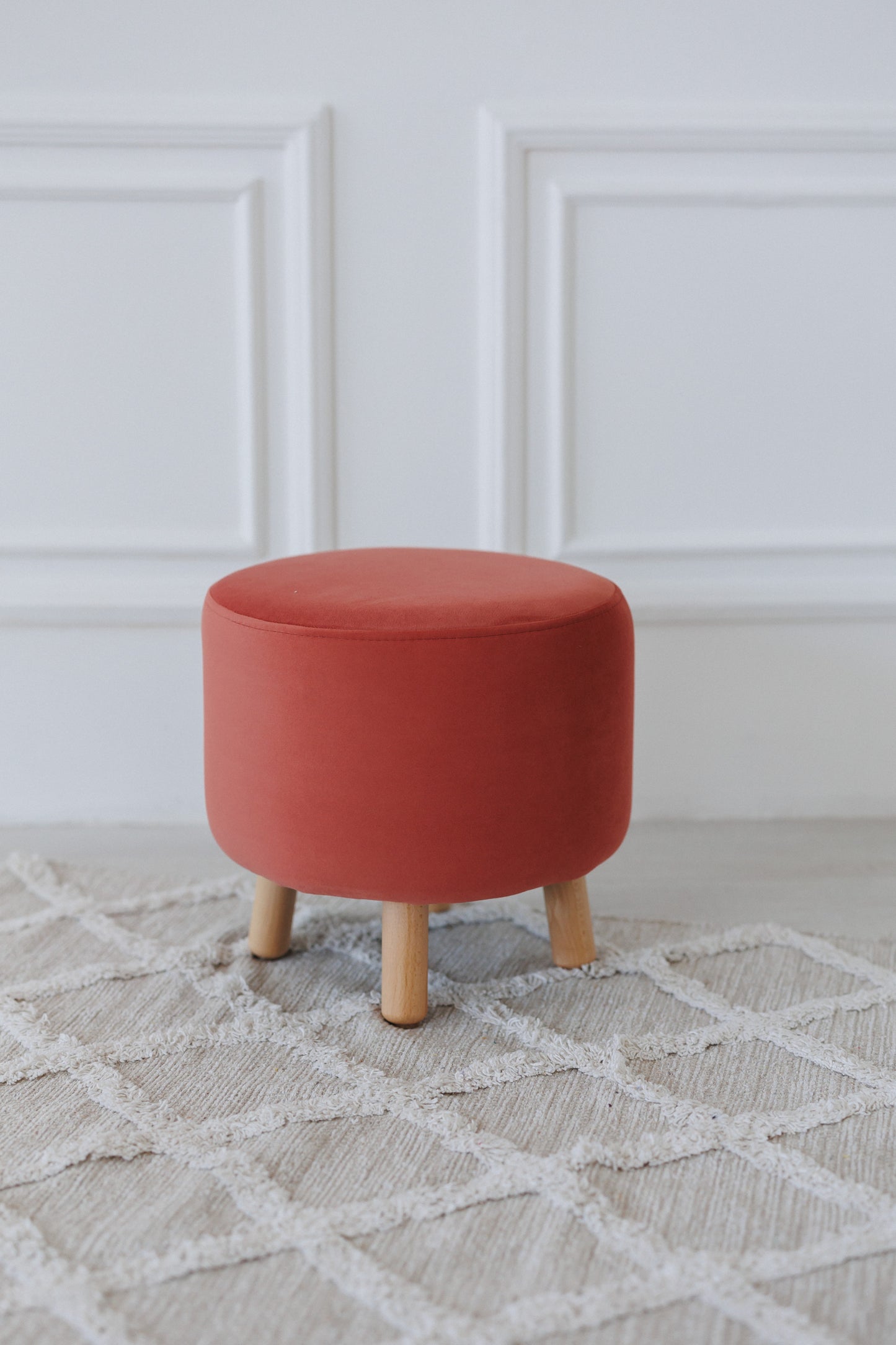 Velour pouf for children and adults, Terracotta