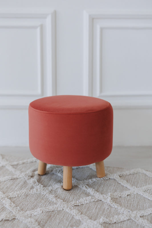 Children's velour pouf, Terracotta