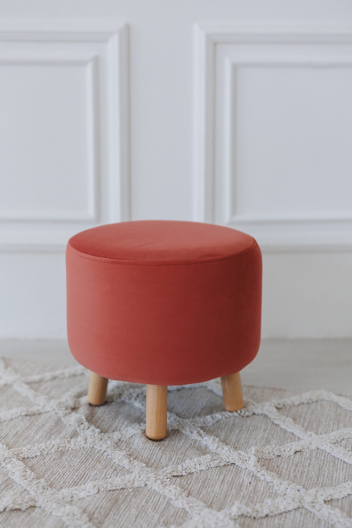 Velour pouf for children and adults, Terracotta
