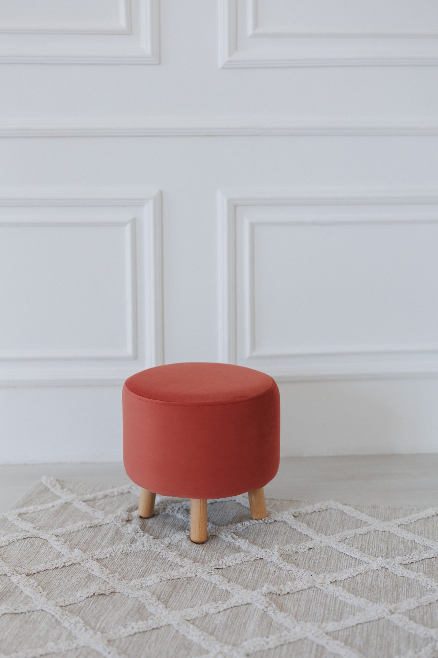 Velour pouf for children and adults, Terracotta