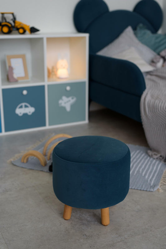 Velour pouf for children and adults, Deep blue