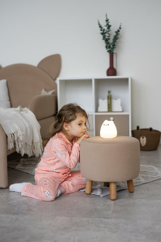 Velour pouf for children and adults, Latte