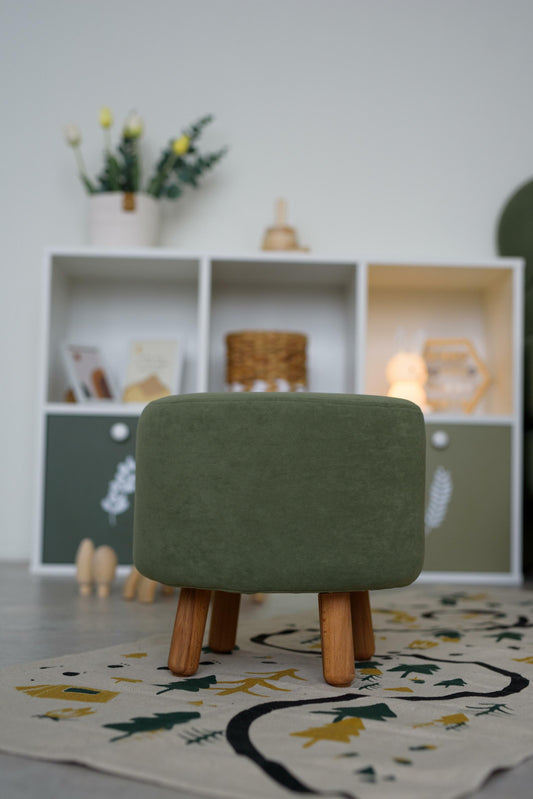 Velour pouf for children and adults, Forest green