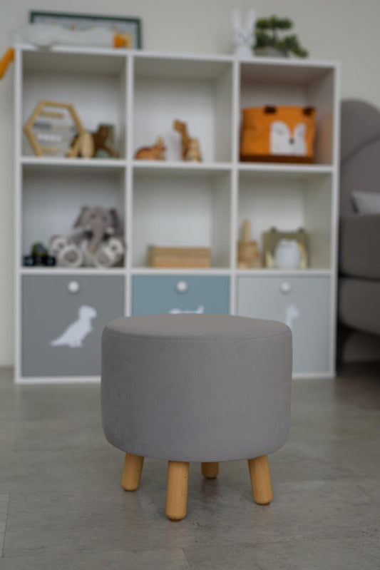 Velour pouf for children and adults, Deep gray