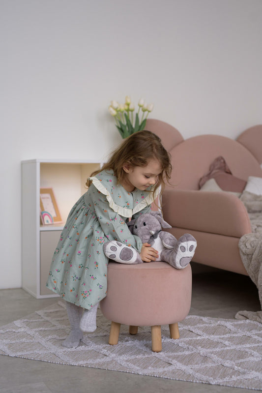 Velour pouf for children and adults, Powdered