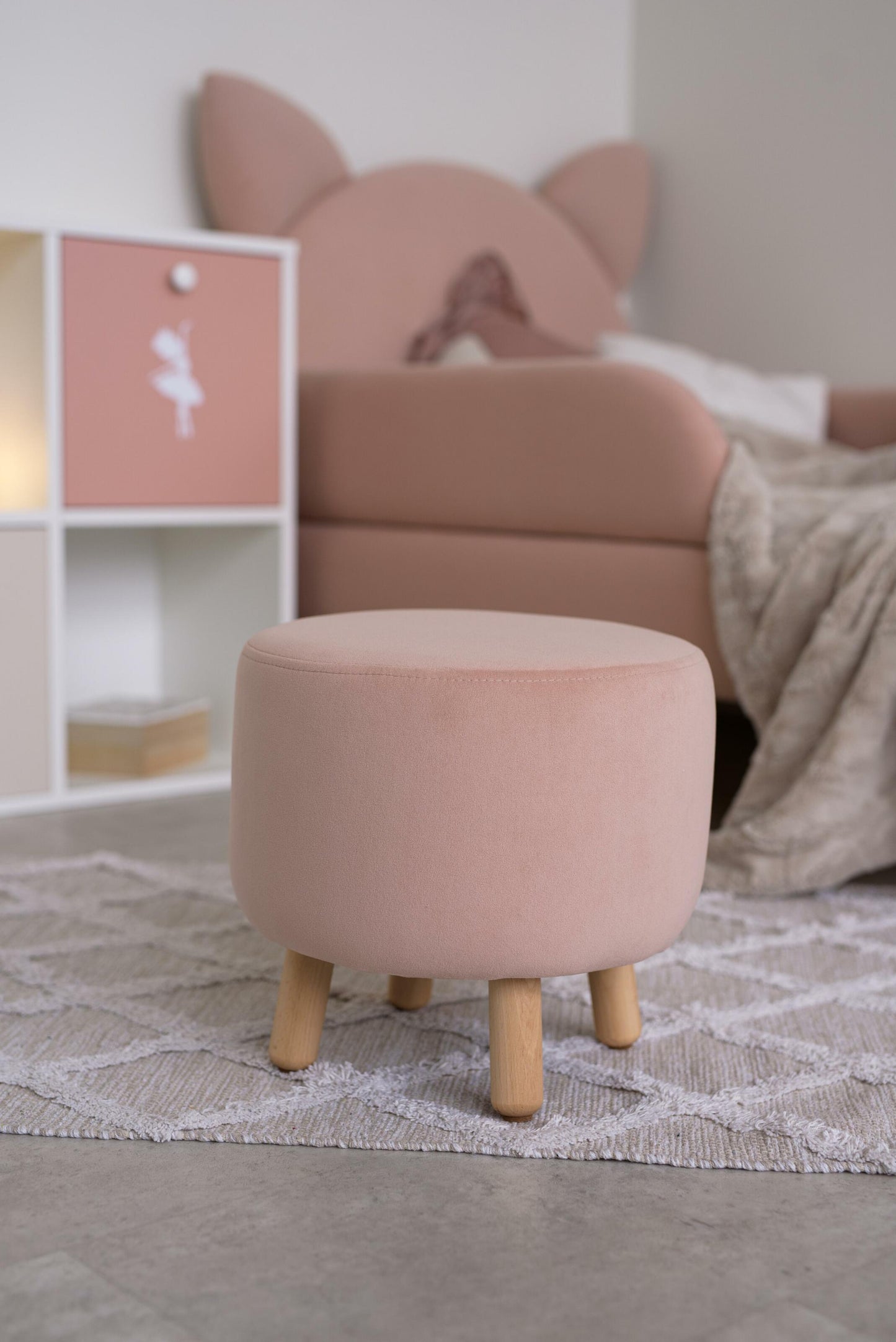 Velour pouf for children and adults, Powdered