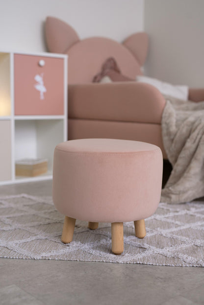 Pufa welurowa dziecięca, Pudrowana