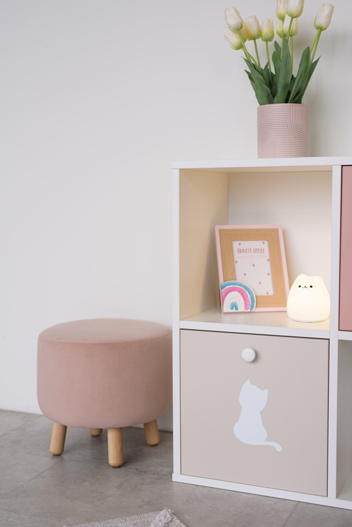 Velour pouf for children and adults, Powdered
