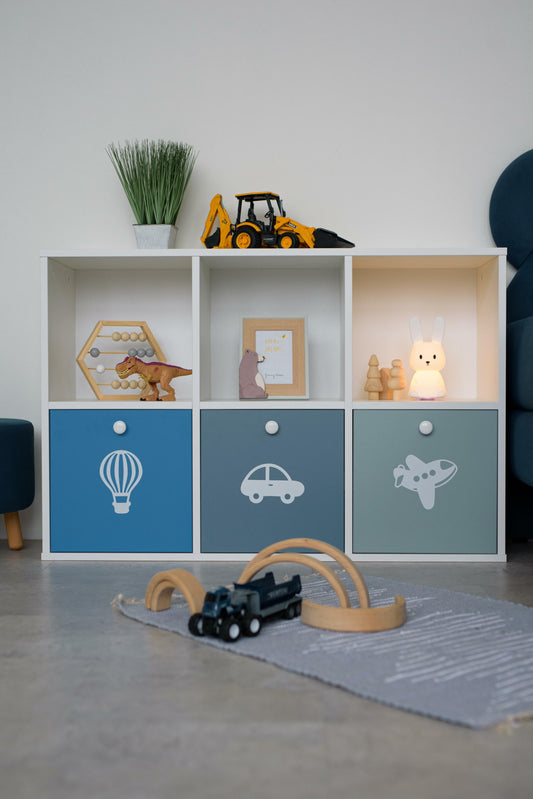 Children's rack 6-compartment / 3-drawer, Cyan