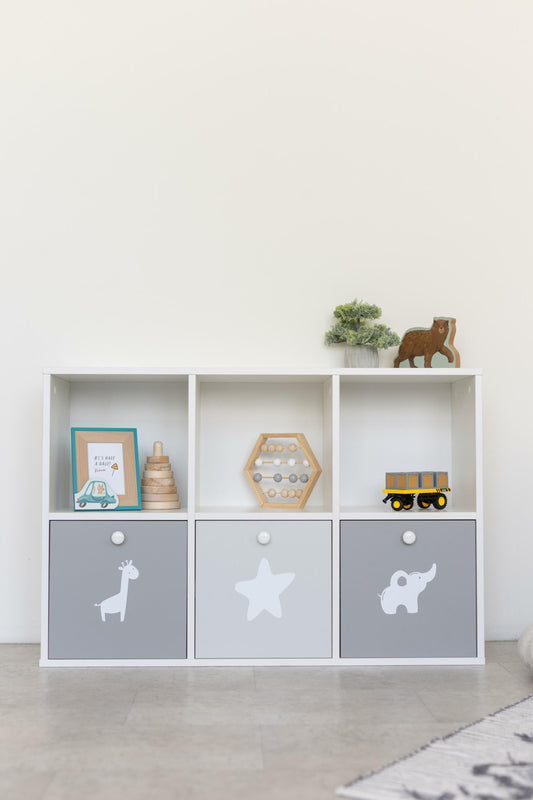 Children's rack 6-compartment / 3-drawer, Gray