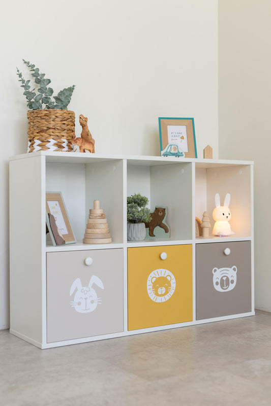 Children's rack 6-compartment / 3-drawer, Yellow