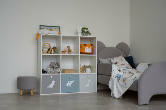 Children's rack 9-compartment / 3-drawer , Cyan