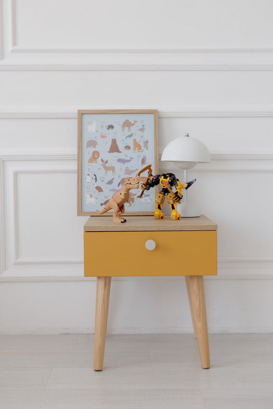 Dreamer Wood bedside table, Mustard