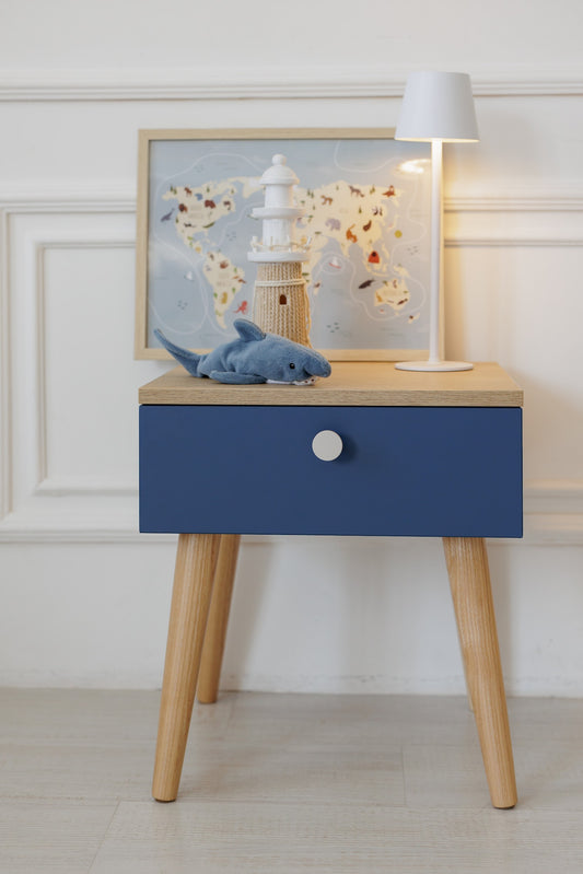 Dreamer Wood bedside table, Blue