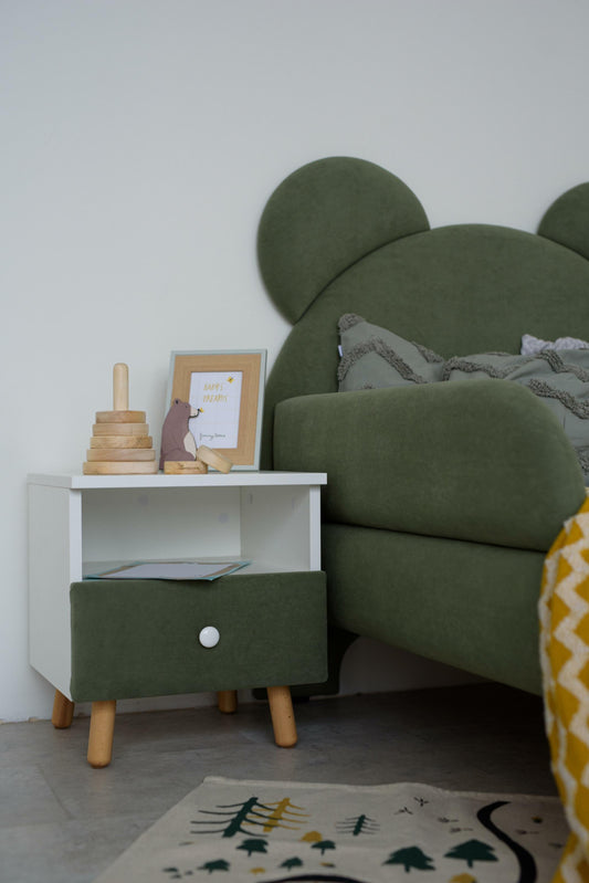 Children's bedside table with a drawer, Forest green