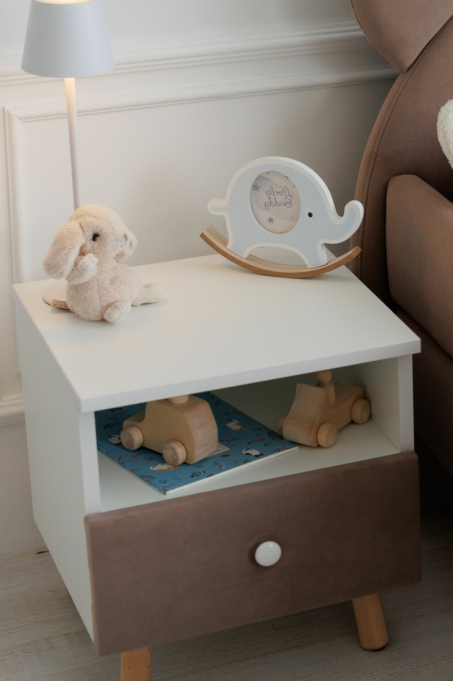 Children's bedside table with a drawer, Mocca