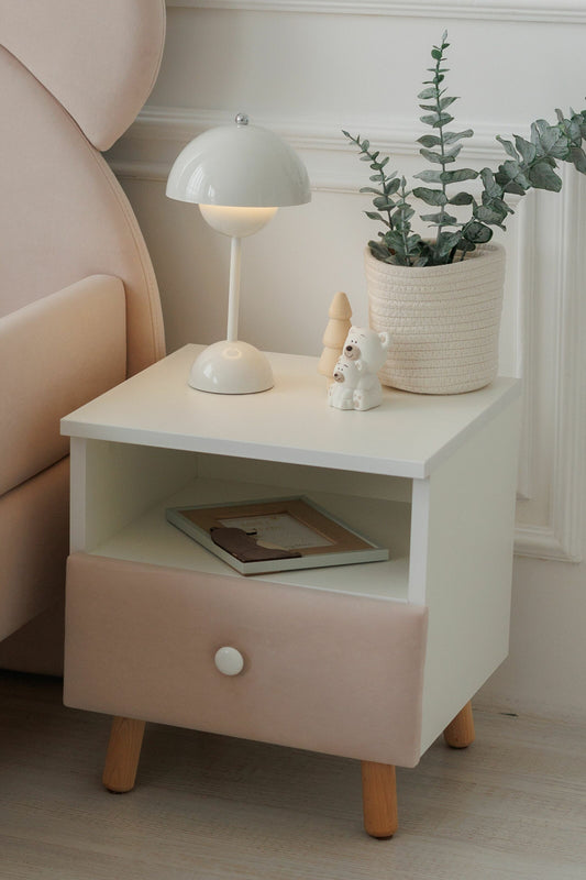 Children's bedside table with a drawer, Nude