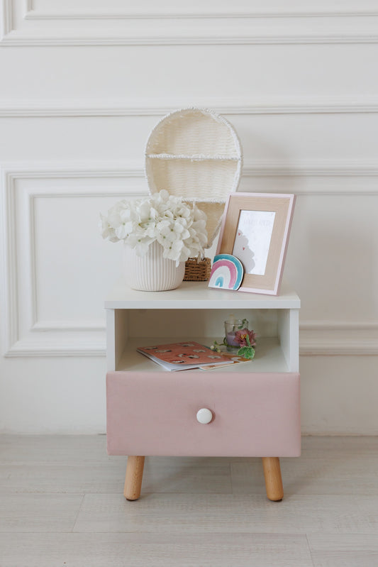 Children's bedside table with a drawer, Peach
