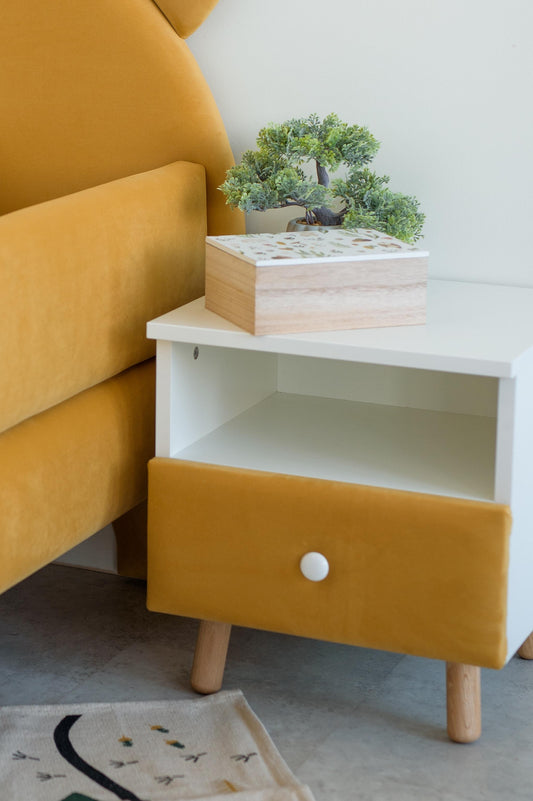 Children's bedside table with a drawer, Mustard