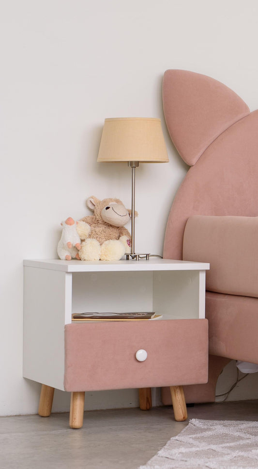 Children's bedside table with a drawer, Powdered